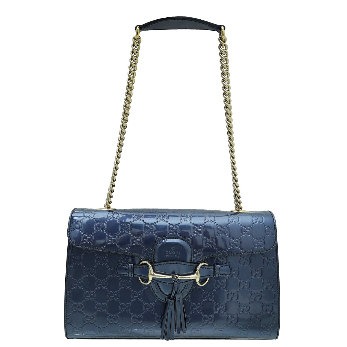 Gucci Blue Violet Shine Guccissima Emily Medium Bag