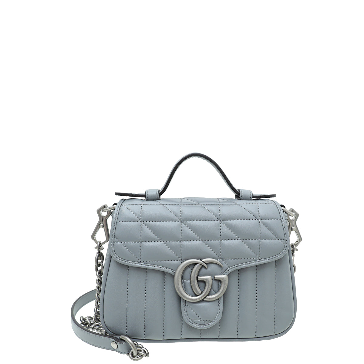 Gucci Grey GG Marmont Mini Top Handle Bag