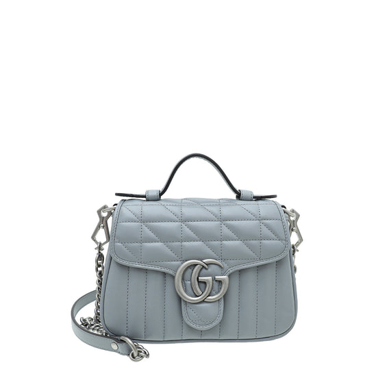 Gucci Grey GG Marmont Mini Top Handle Bag