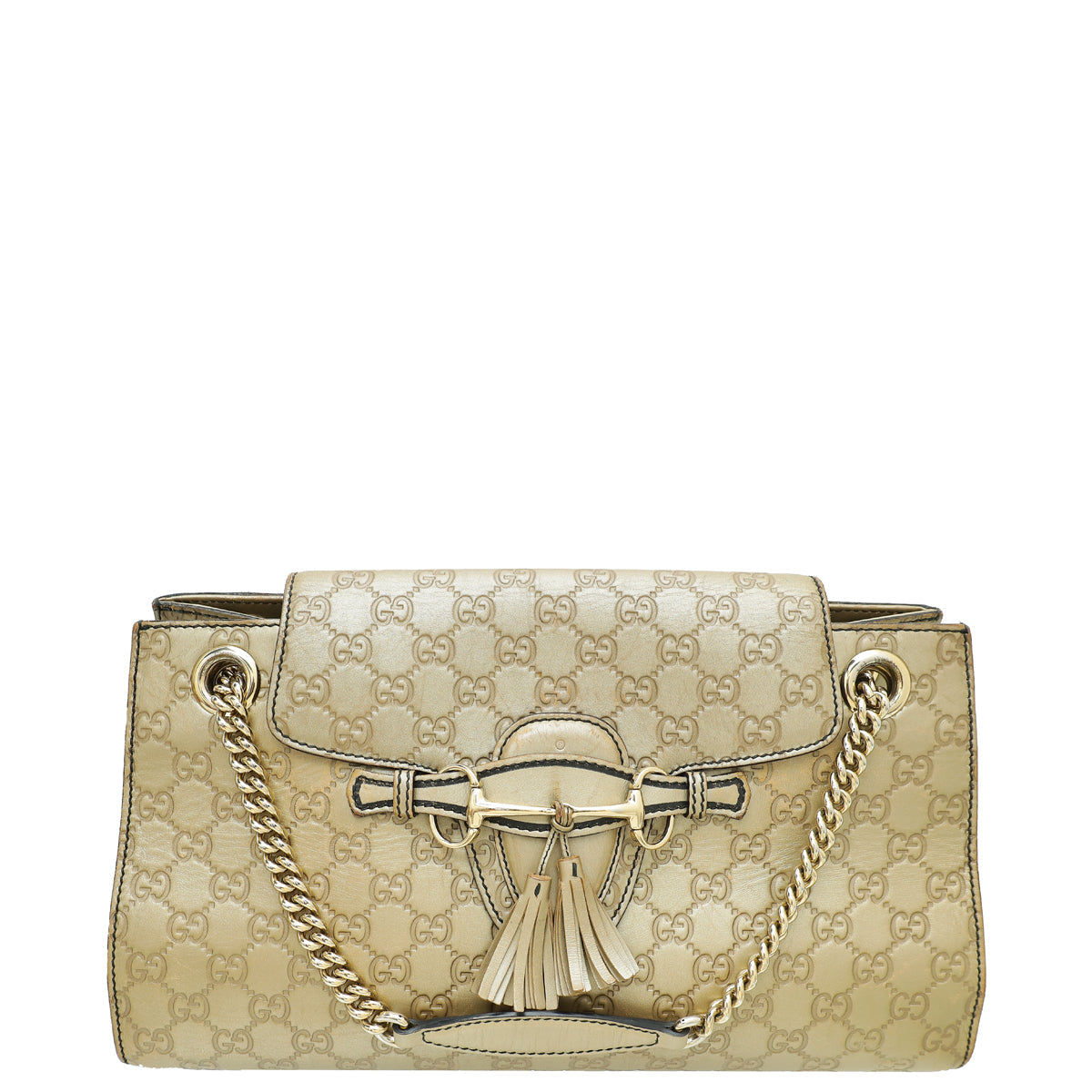 Gucci Metallic Champagne Guccissima Emily Large Bag