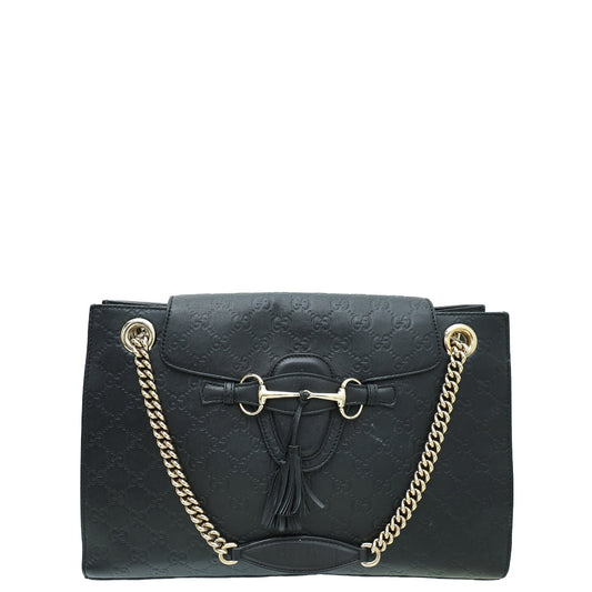 Gucci Black GG Guccissima Emily Large Bag