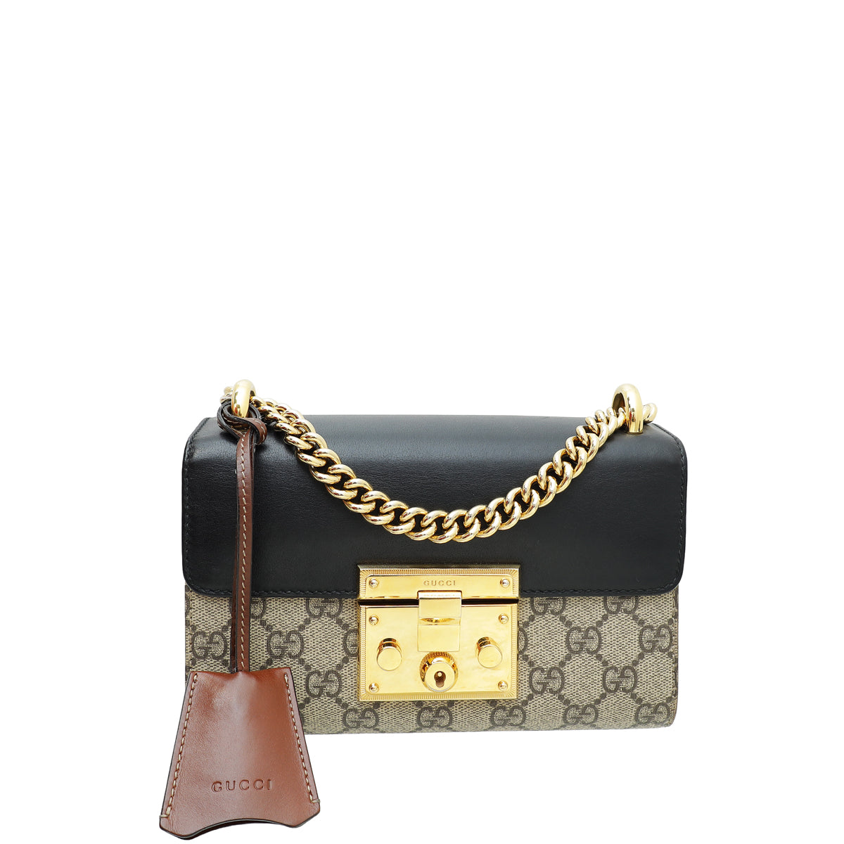 Gucci Tricolor GG Supreme Padlock Small Shoulder Bag