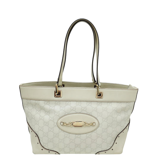 Gucci Ivory Guccissima Punch Tote Bag