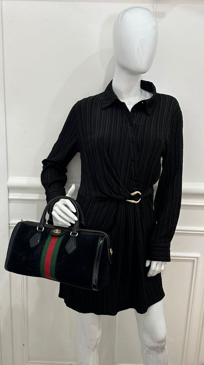 Gucci Black Web Ophidia Boston Bag