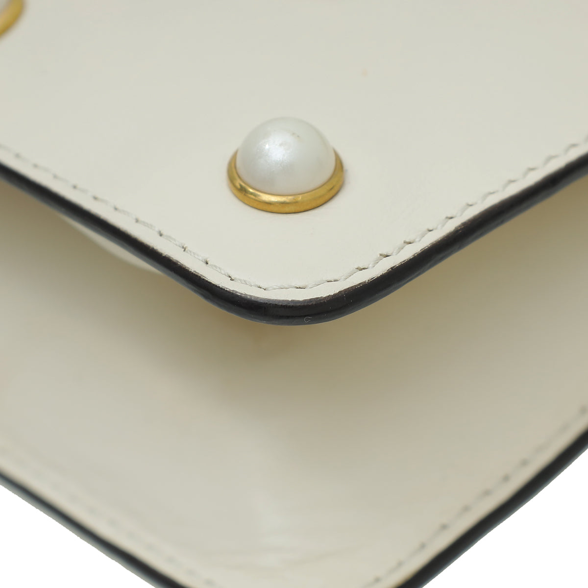 Gucci Cream Pearl Studded Mini Queen Margaret Broadway Shoulder Bag