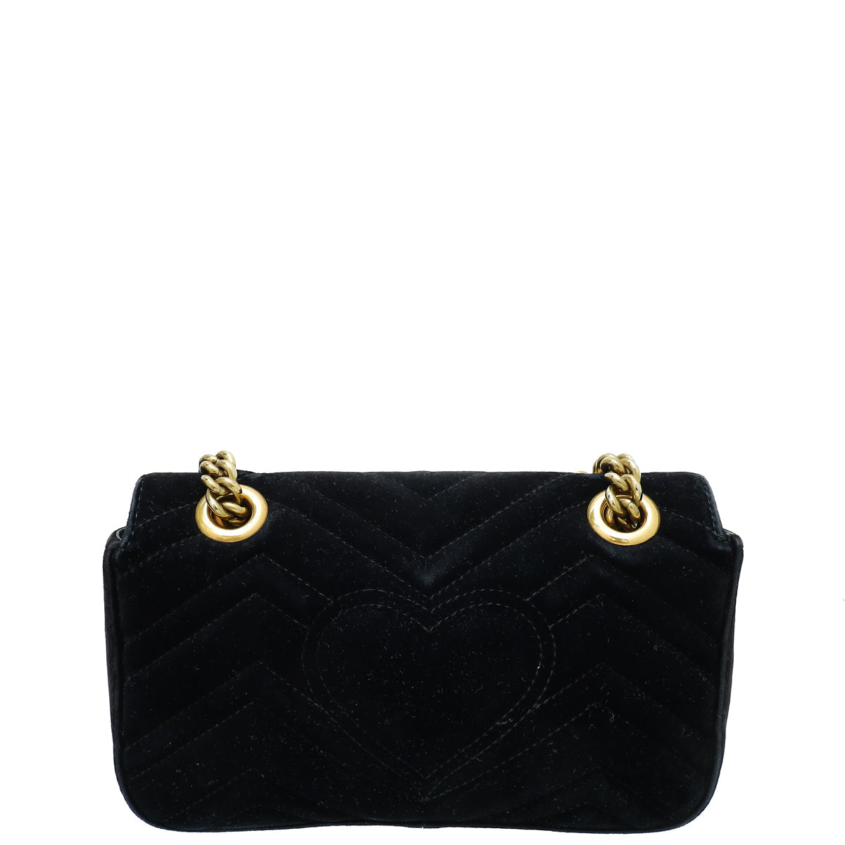 Gucci Black Velvet GG Marmont Mini Shoulder Bag