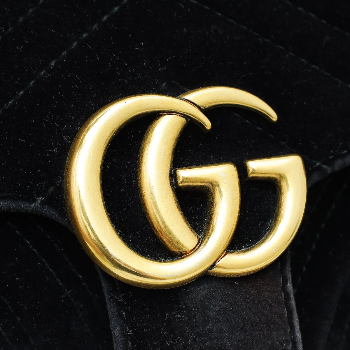 Gucci Black Velvet GG Marmont Mini Shoulder Bag