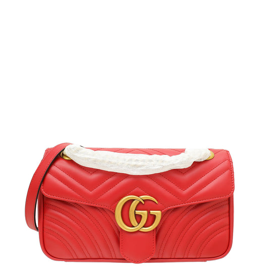 Gucci Red GG Marmont Small Shoulder Bag