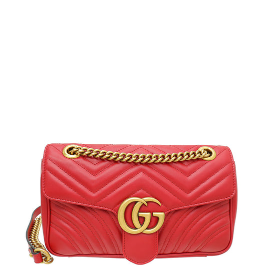 Gucci Red GG Marmont Small Shoulder Bag