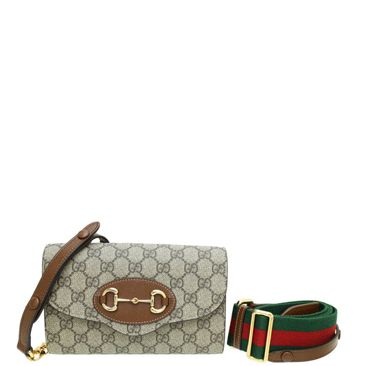 Gucci Bicolor GG Supreme Horsebit 1955 Mini Crossbody Bag