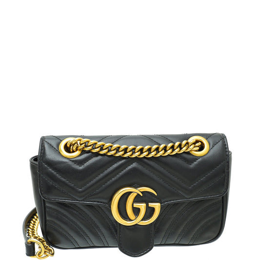 Gucci Black GG Marmont Matelasse Mini Shoulder Bag