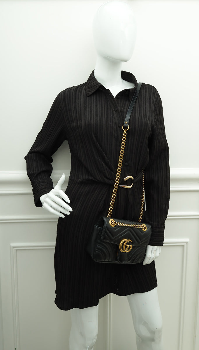 Gucci Black GG Marmont Matelasse Mini Shoulder Bag