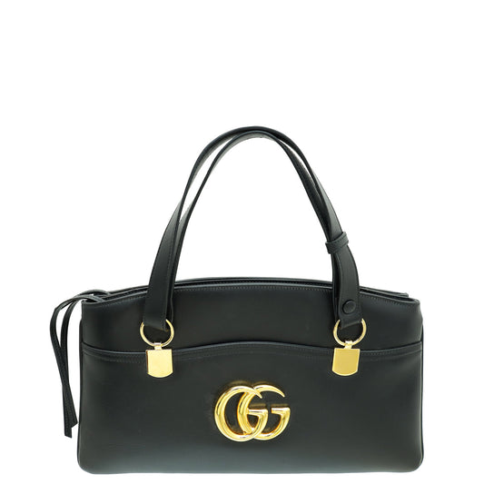 Gucci Black Vitello Palmellato Lux Arli Large Top Handle Bag