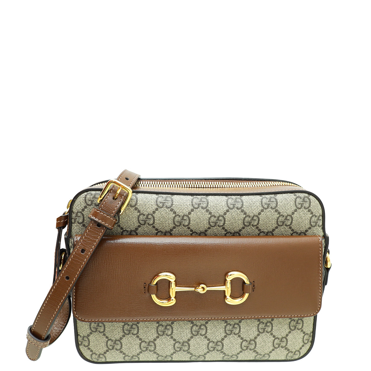 Gucci Bicolor GG Supreme Horsebit 1955 Small Shoulder Bag