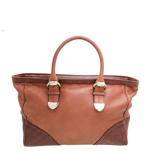 Gucci Brown GG Guccissima Trim Large Signoria Tote Bag