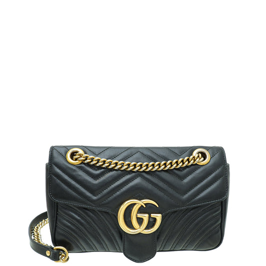 Gucci Black GG Marmont Matelasse Small Shoulder Bag