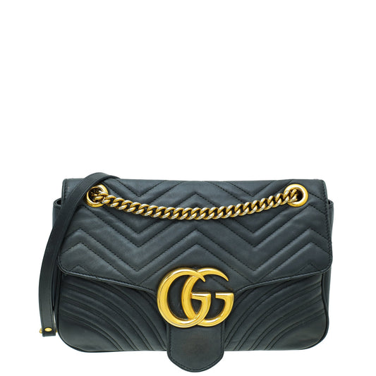 Gucci Black GG Marmont Matelasse Medium Shoulder Bag