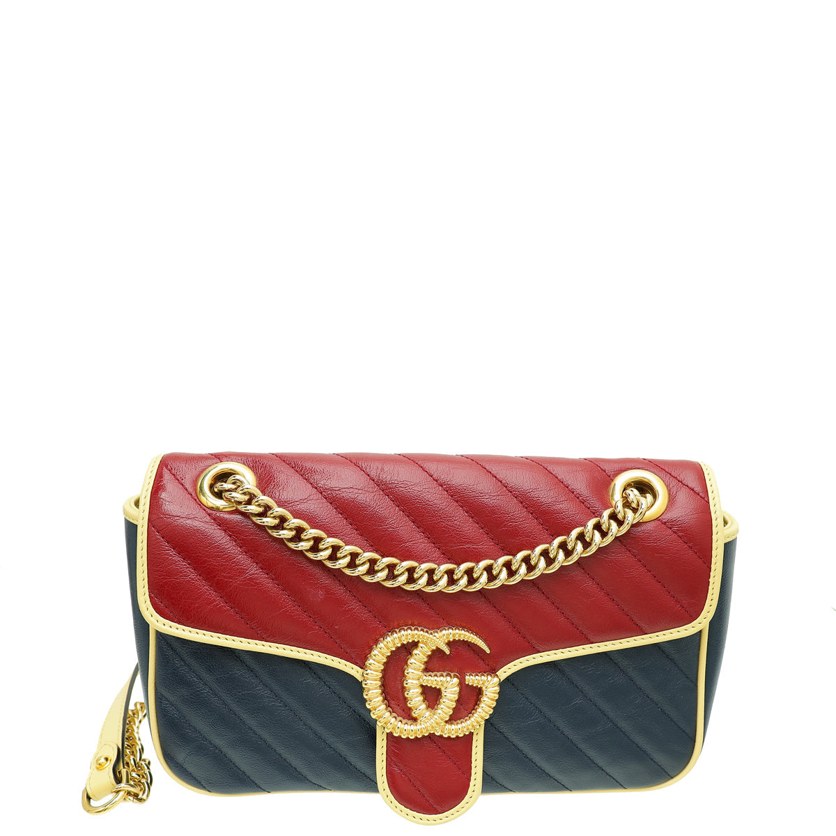 Gucci Tricolor GG Torchon Marmont Flap Small Shoulder Bag