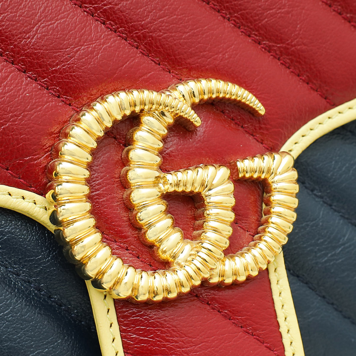 Gucci Tricolor GG Torchon Marmont Flap Small Shoulder Bag