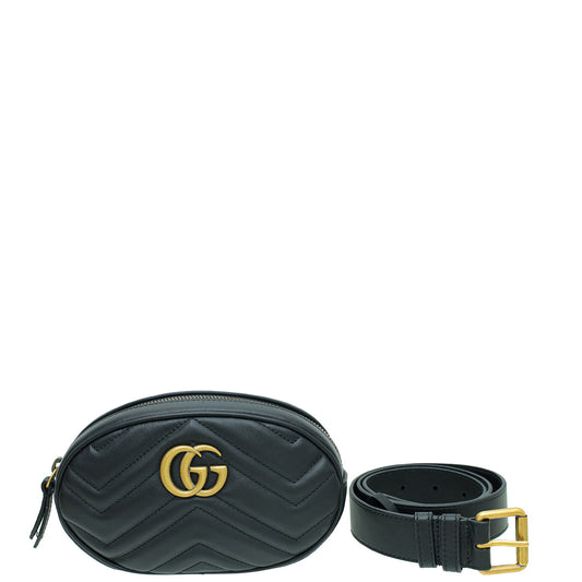 Gucci Black GG Marmont Mini Belt Bag