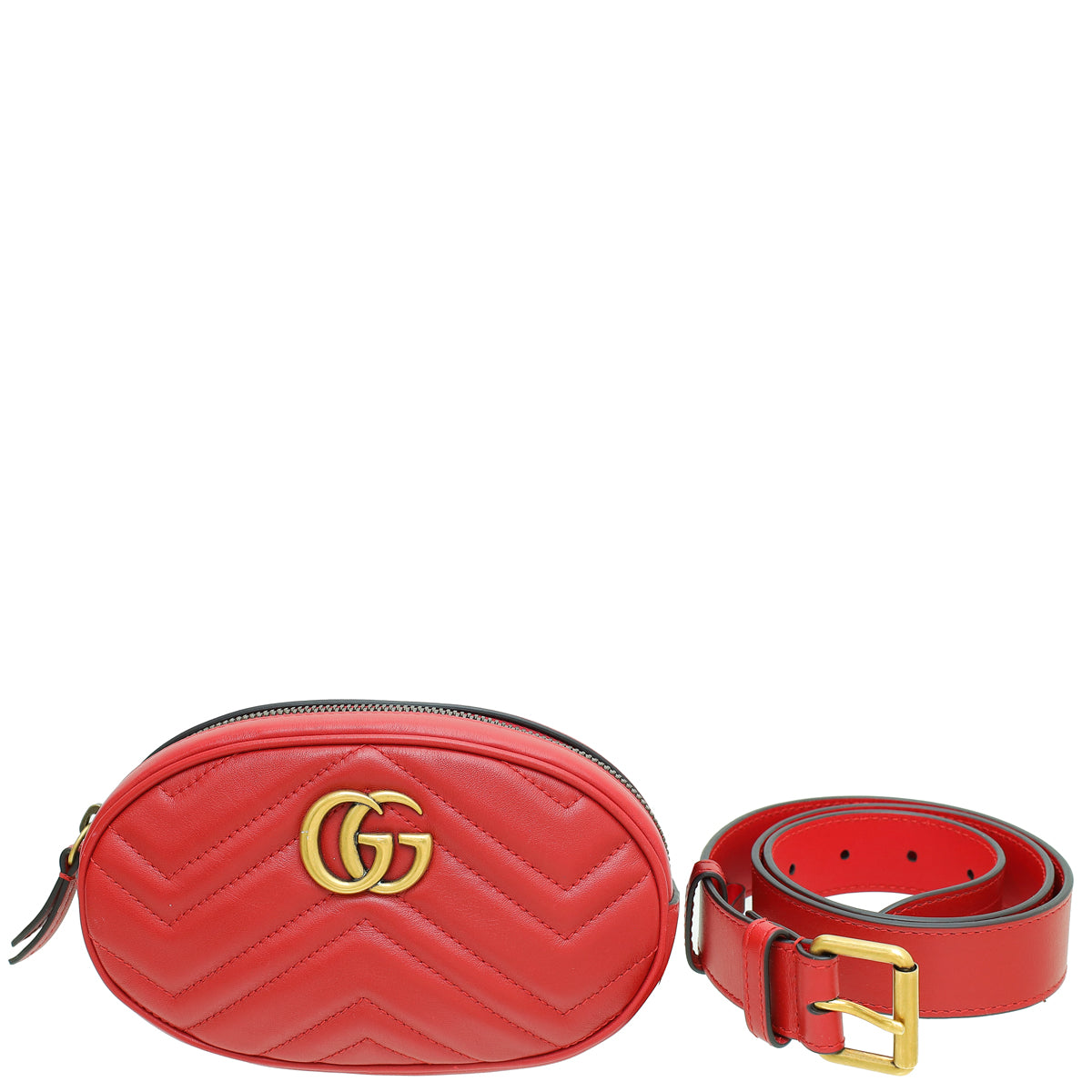 Gucci Red GG Marmont Mini Belt Bag