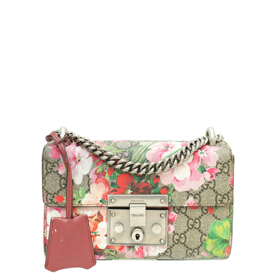 Gucci Multicolor GG Supreme Blooms Print Padlock Small Chain Bag