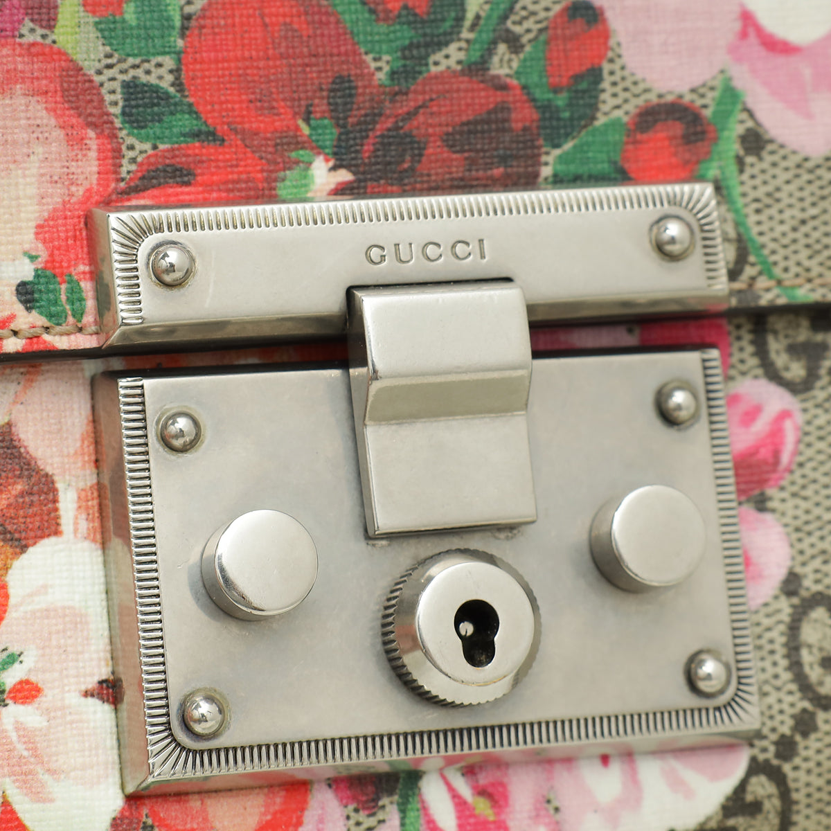 Gucci Multicolor GG Supreme Blooms Print Padlock Small Chain Bag