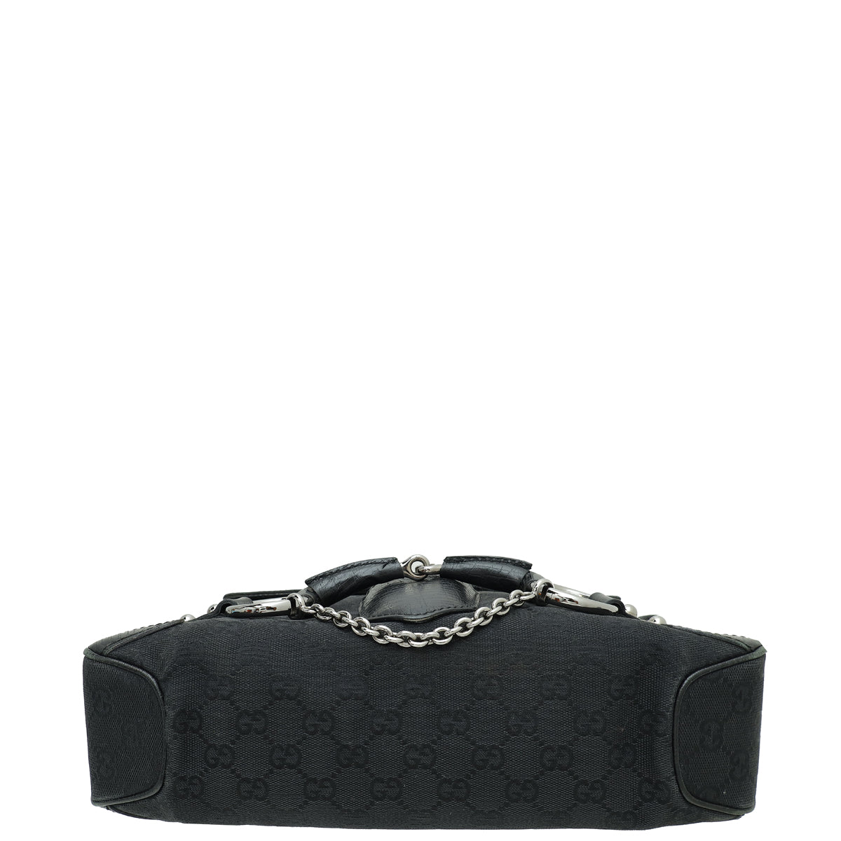 Gucci Black GG CHain Horsebit Shoulder Bag