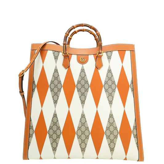 Gucci Tricolor GG Rhombus Maxi Diana Tote Bag