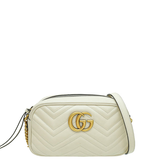 Gucci Cream GG Marmont Camera Small Shoulder Bag