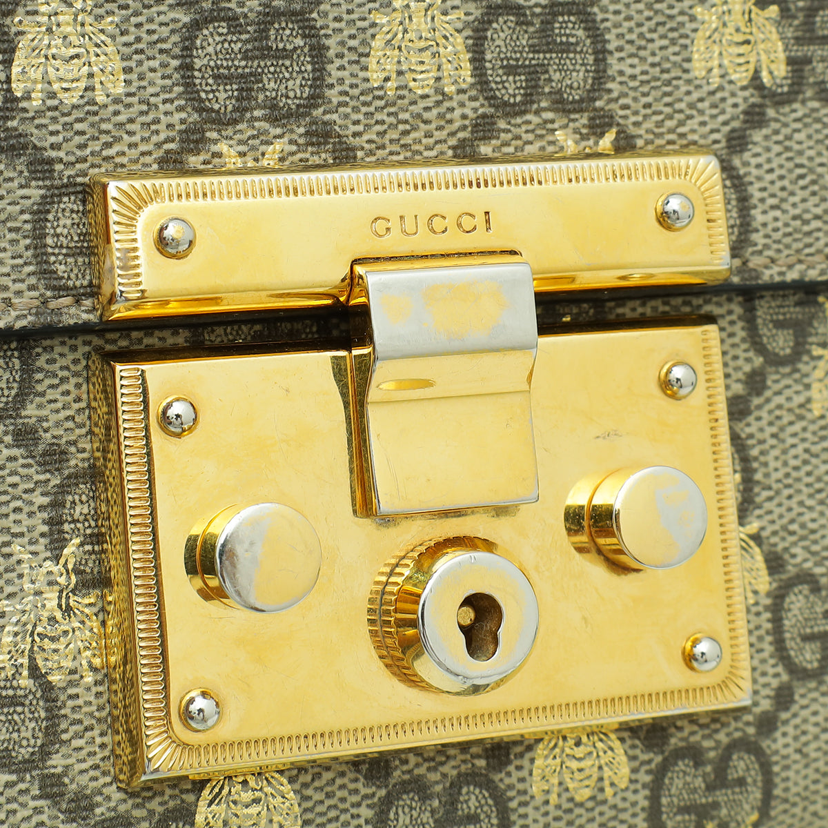 Gucci Bicolor GG Supreme Monogram Bees Small Padlock Bag