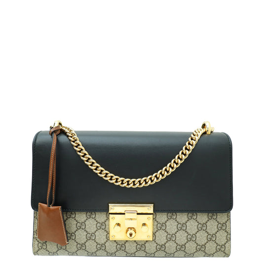 Gucci Tricolor GG Supreme Padlock Medium Shoulder Bag