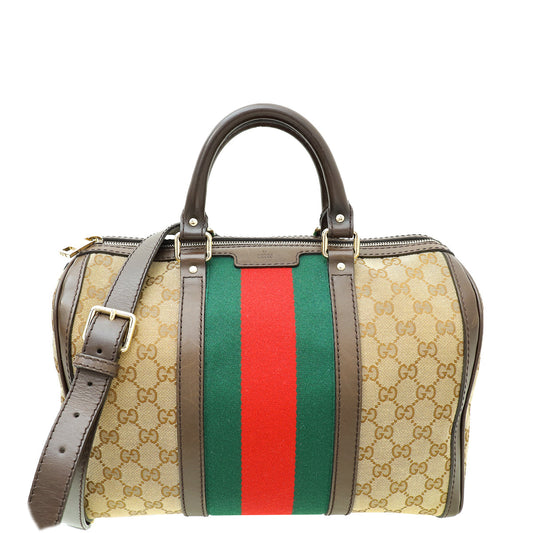 Gucci Multicolor GG Supreme Vintage Web Joy Boston Medium Bag