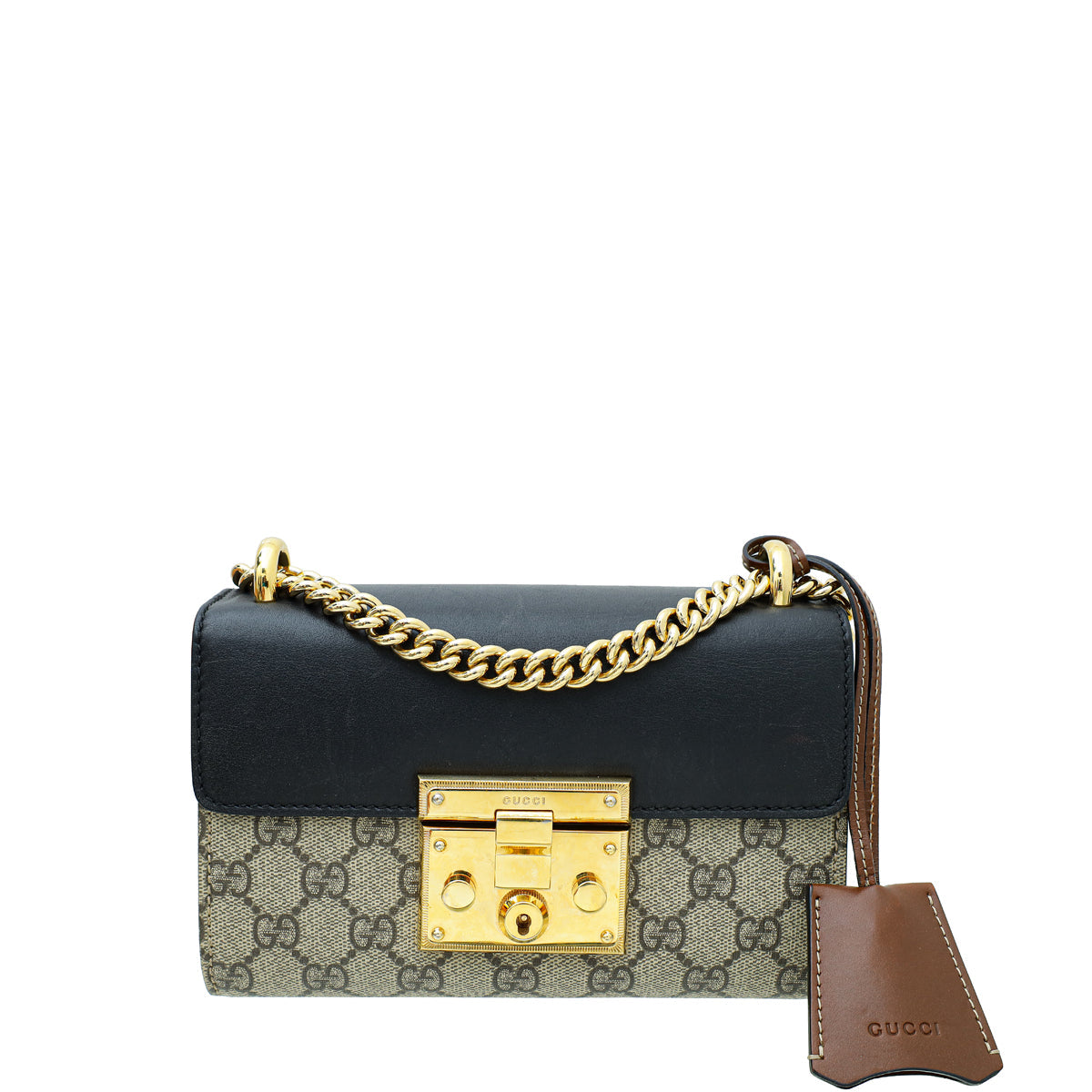 Gucci Tricolor GG Supreme Padlock Small Shoulder Bag W/ W.B INITIALS