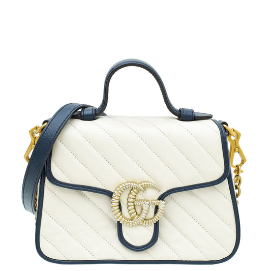 Gucci Bicolor Torchon GG Marmont Top Handle Mini Bag