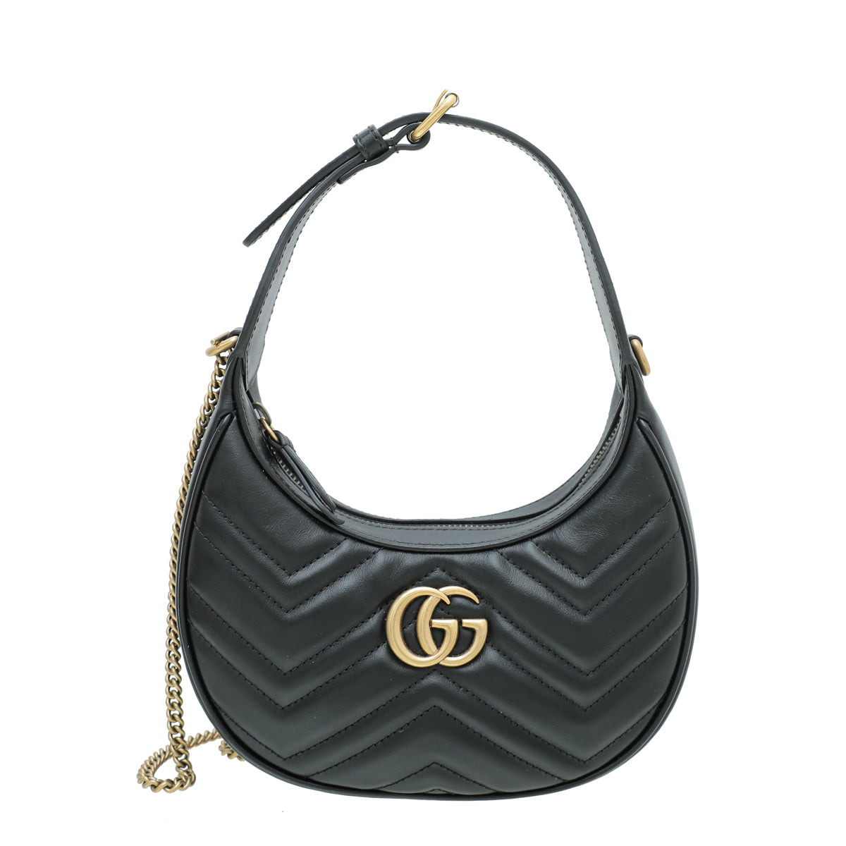 Gucci Black GG Marmont Half Moon Mini Bag