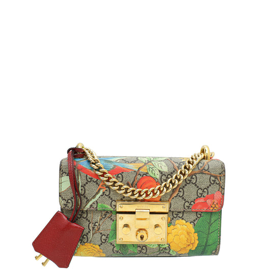 Gucci Multicolor GG Supreme Tian Print Padlock Small Chain Bag