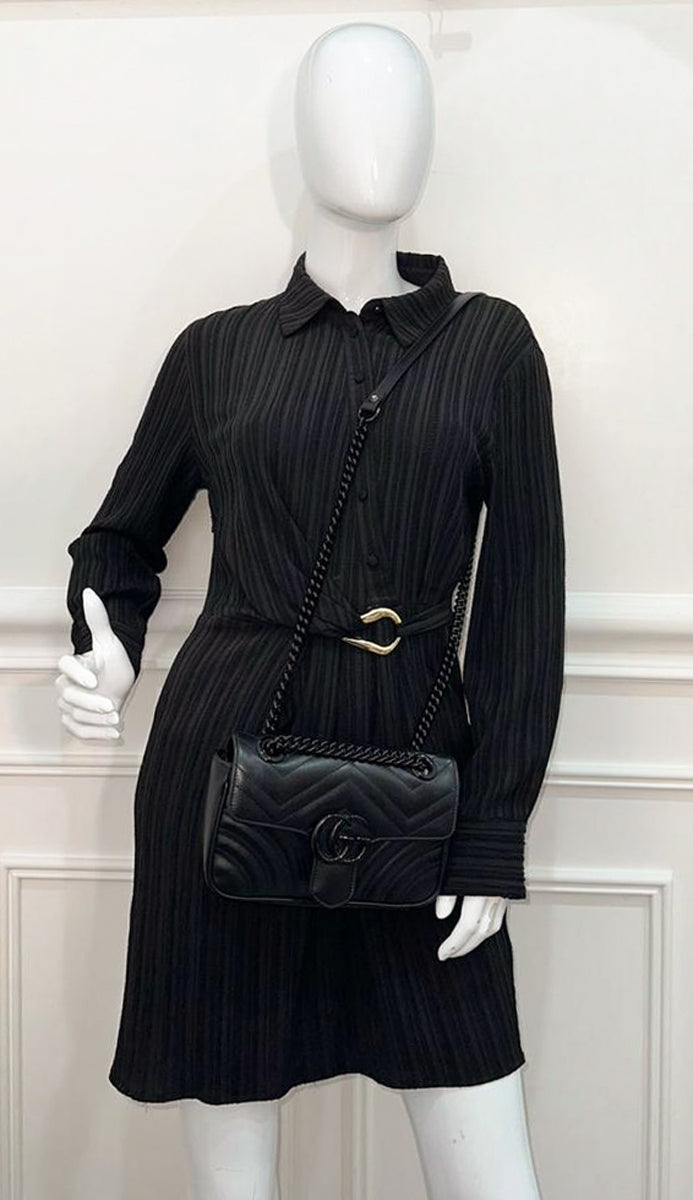 Gucci So Black GG Marmont Mini Shoulder Bag