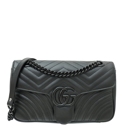 Gucci So Black GG Marmont Small Shoulder Bag