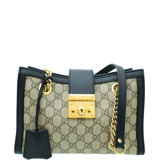 Gucci Bicolor GG Supreme Padlock Small Tote Bag