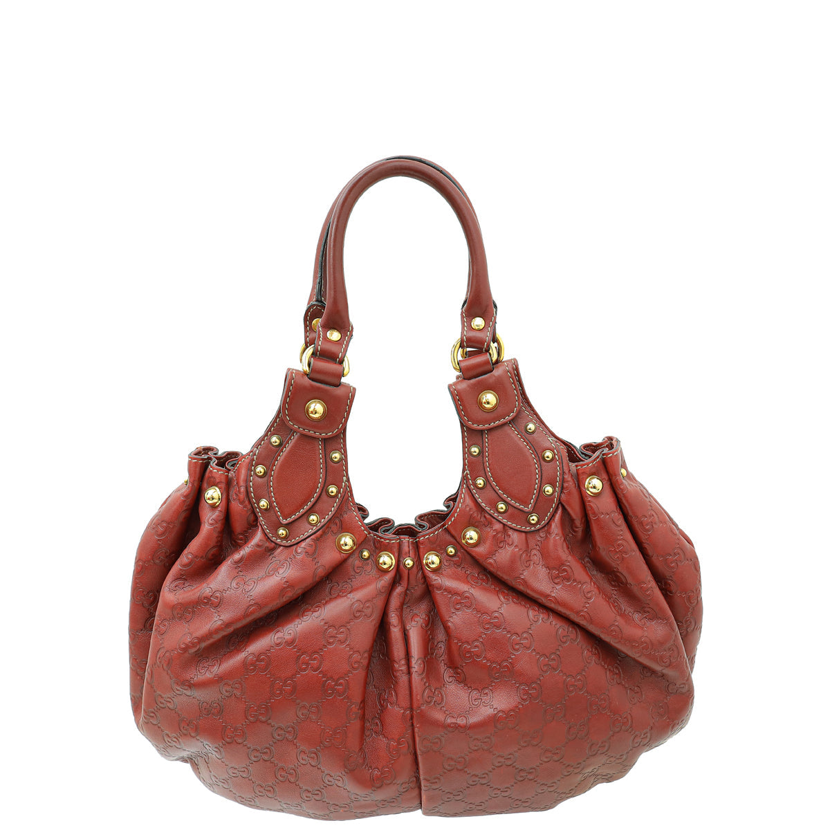 Gucci Rust Red Guccissima Studded Pelham Bag