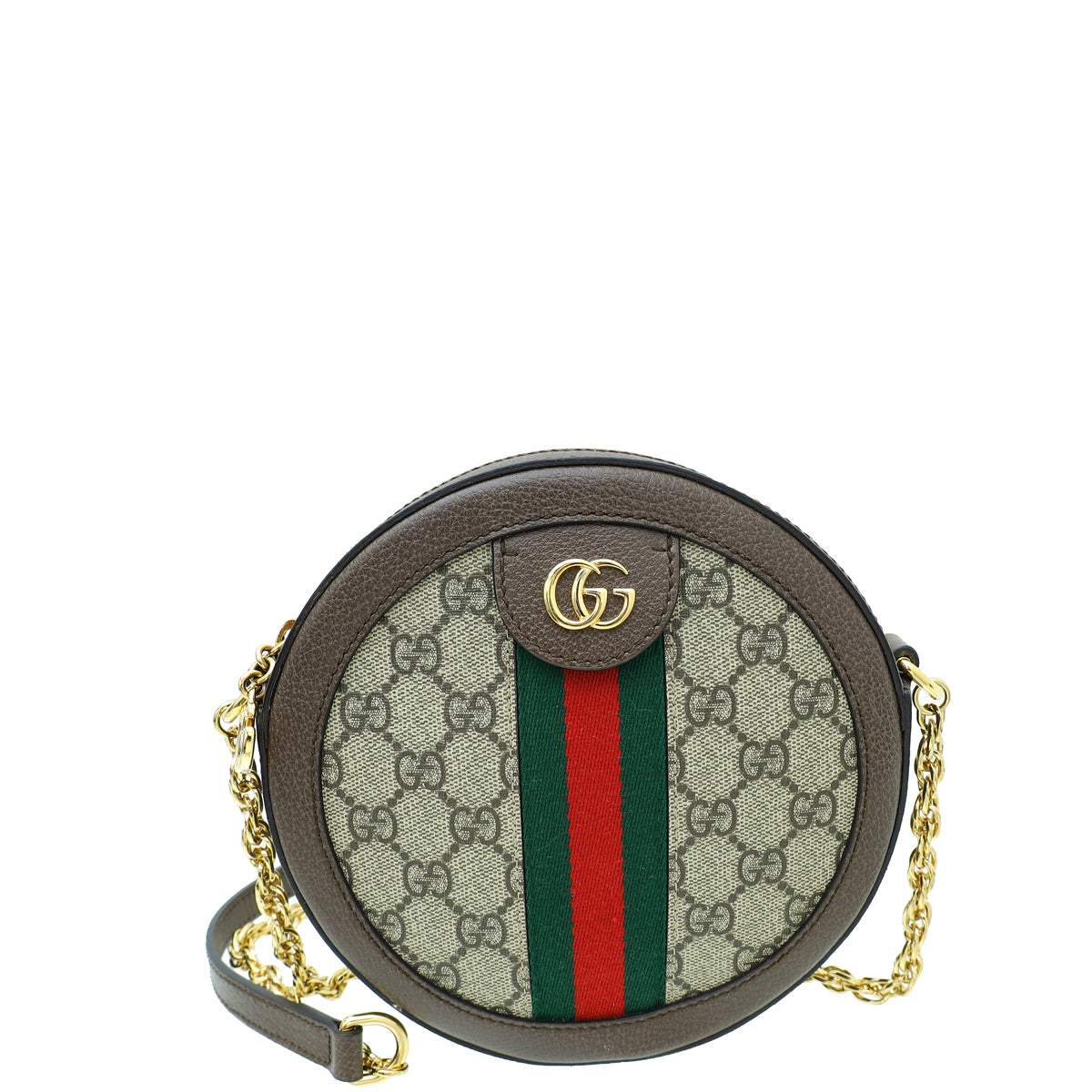 Gucci Ebony GG Supreme Ophidia Round Mini Shoulder Bag