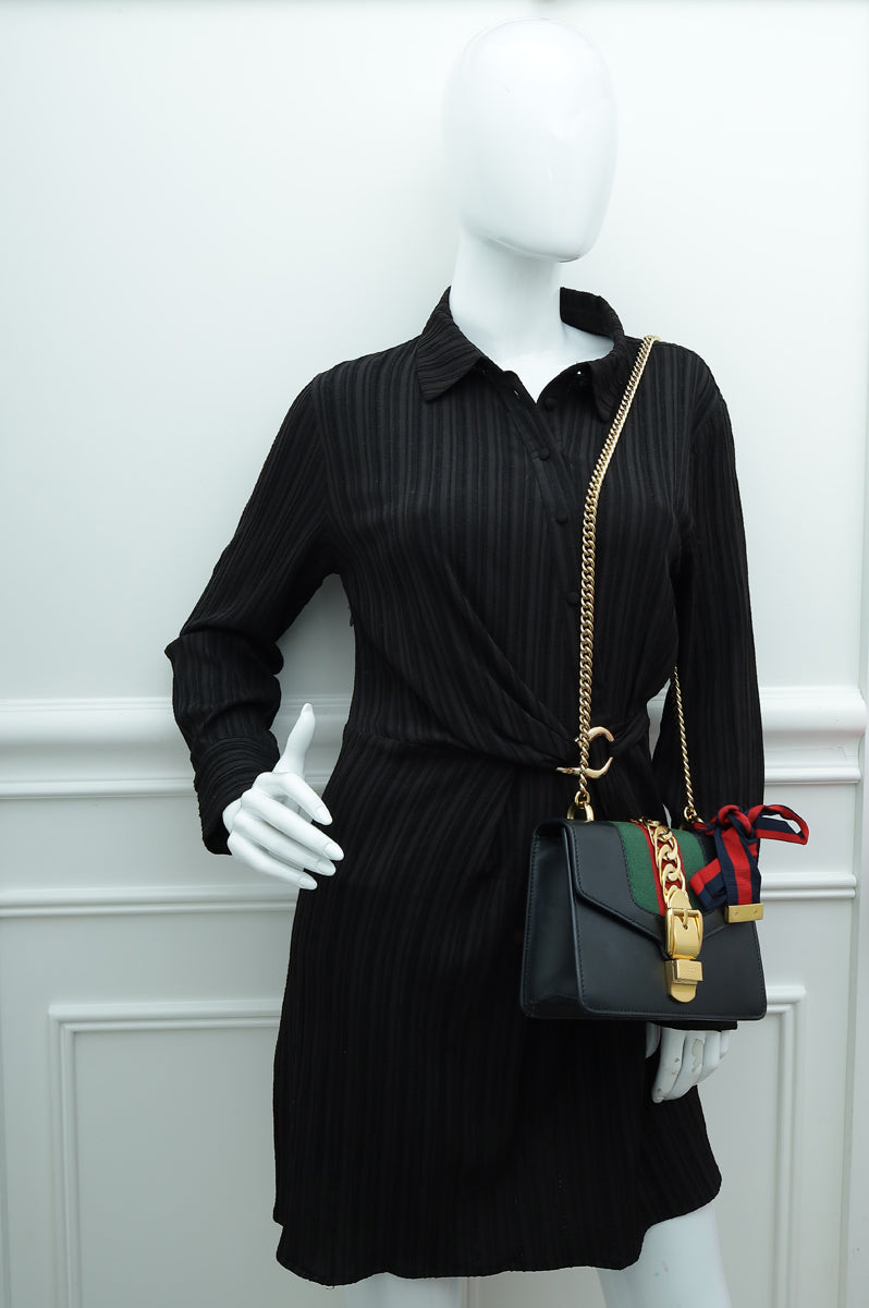 Gucci Black Sylvie Mini Chain Shoulder Bag