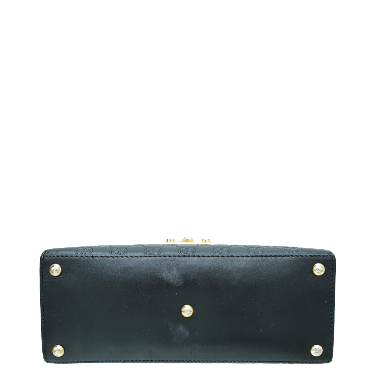 Gucci Black Guccissima Padlock Top Handle Small Bag