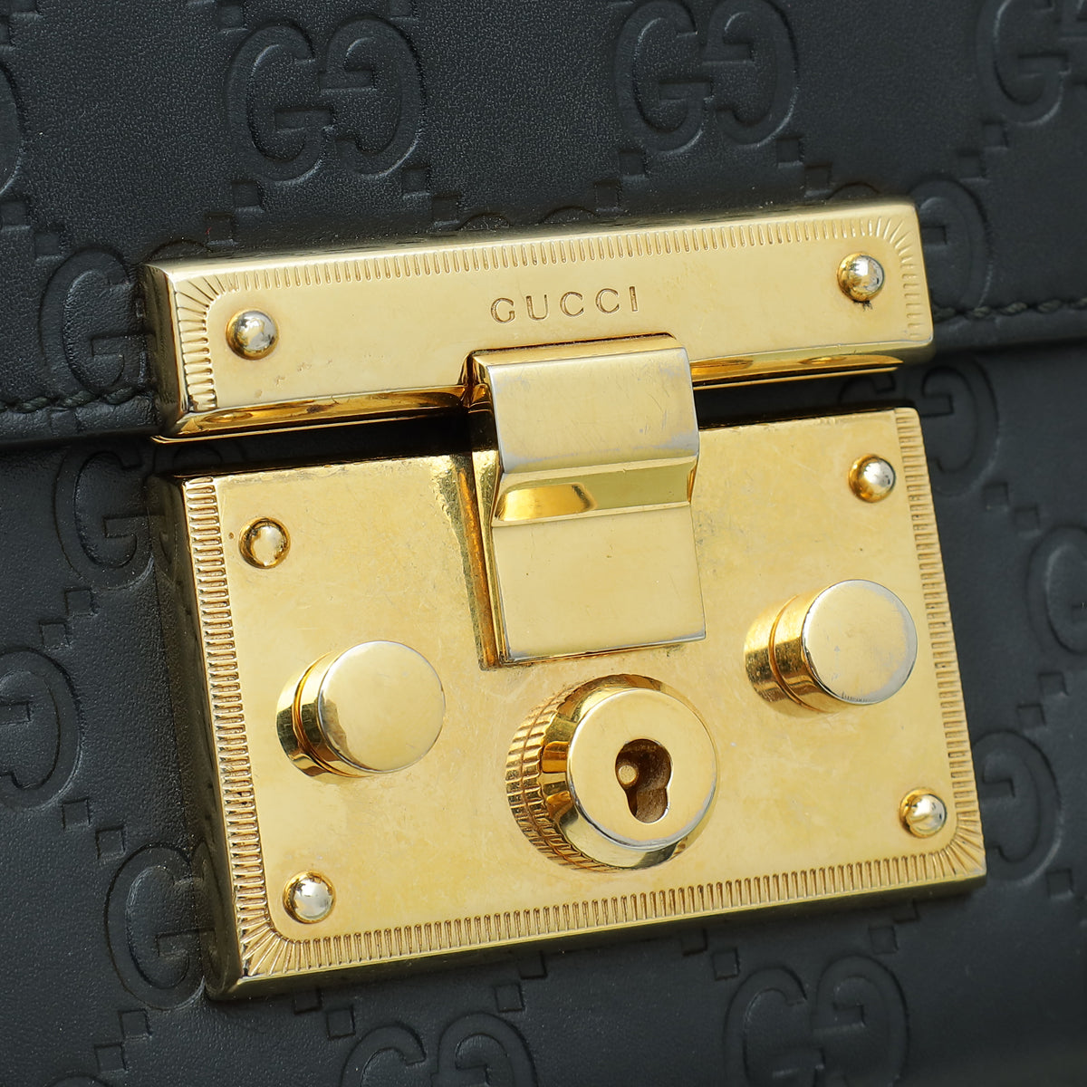 Gucci Black GG Guccissima Padlock Medium Shoulder Bag