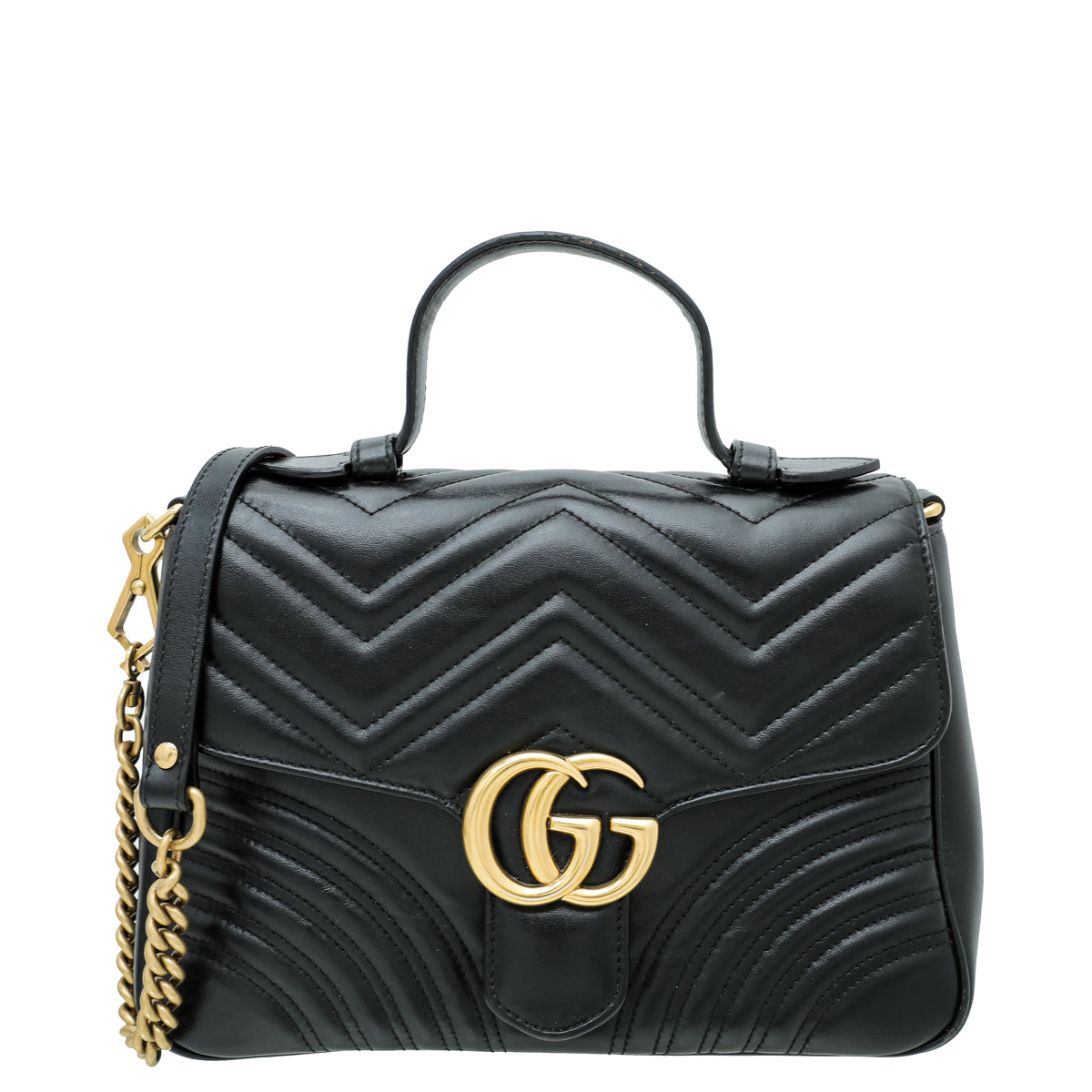 Gucci Black GG Marmont Top Handle Small Bag