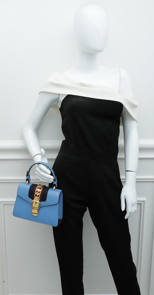 Gucci Blue Sylvie Top Handle Mini Bag