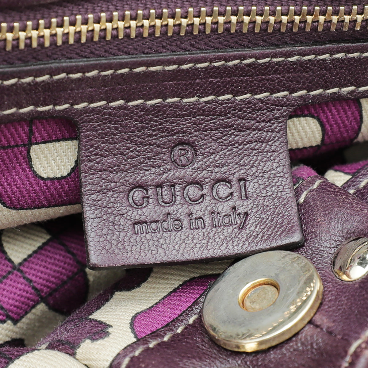 Gucci Violet GG Guccissima Studded Pelham Medium Bag