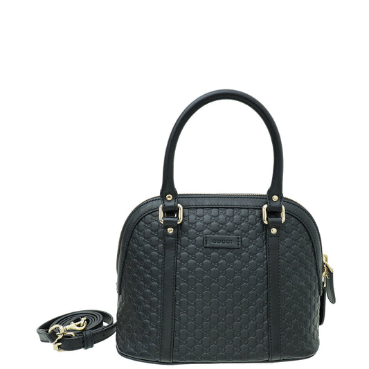 Gucci Black GG Microguccissima Dome Satchel Mini Bag