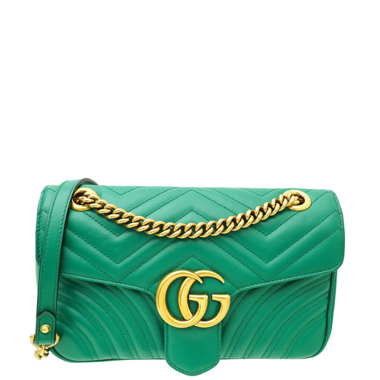 Gucci Green GG Marmont Matelasse Small Shoulder Bag